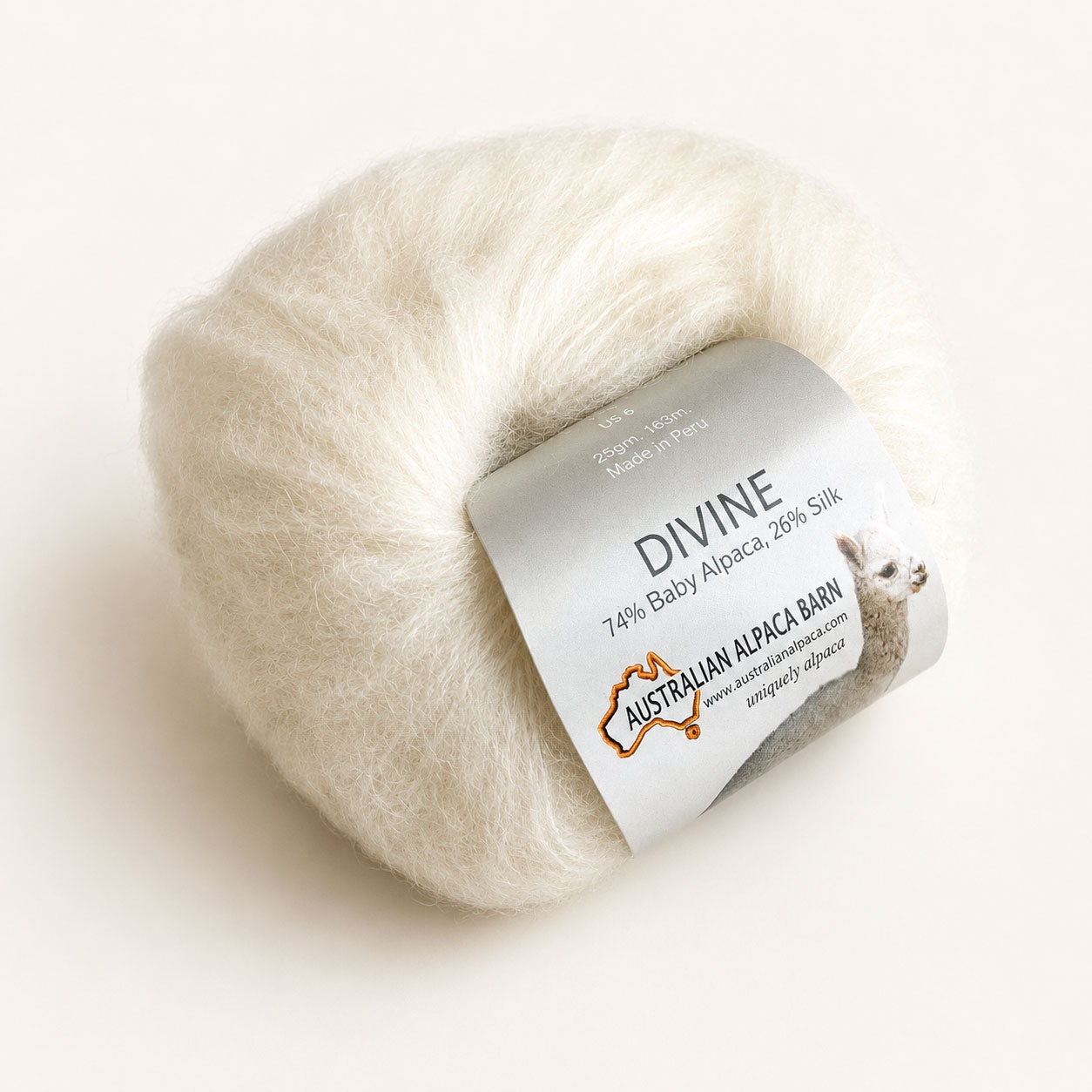 Premium alpaca silk yarn with soft halo for handmade knitwear in cream