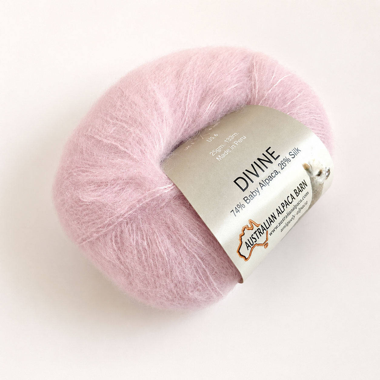 Australian Alpaca Barn fluffy alpaca silk yarn for soft garments in baby pink