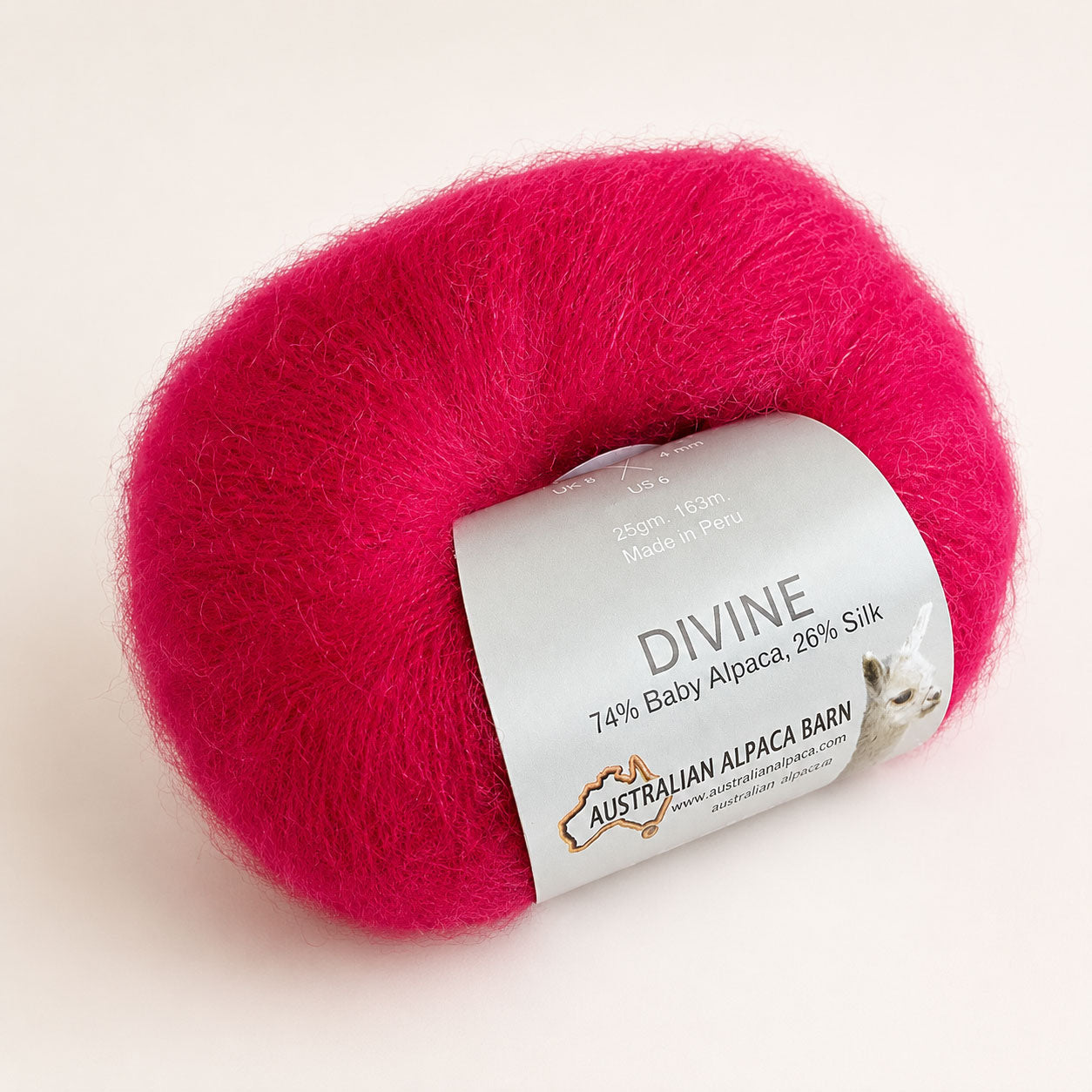 Baby Suri Alpaca and Silk yarn for shawls, scarves and sweaters in hot pink