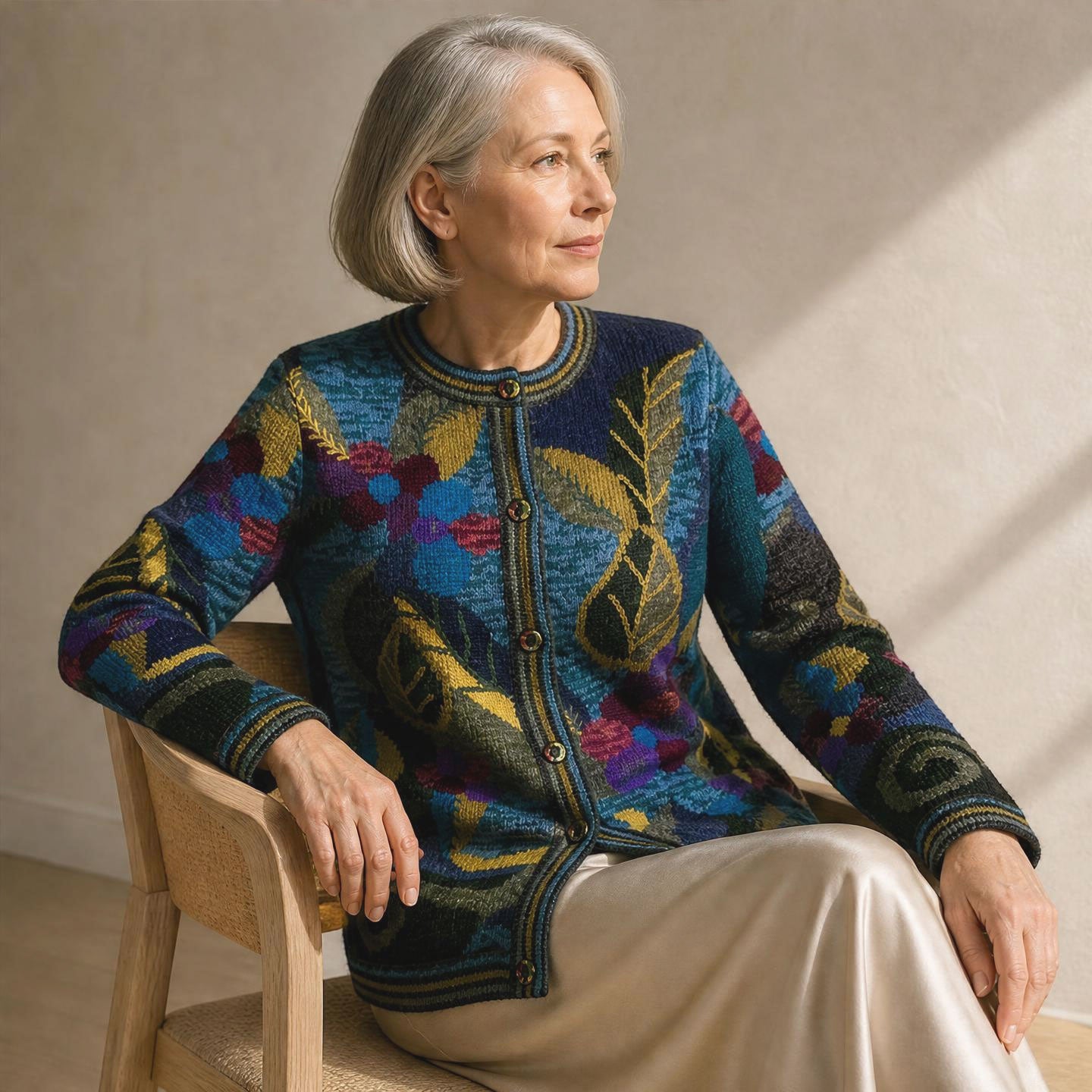 Women’s Janet floral alpaca cardigan made in Peru