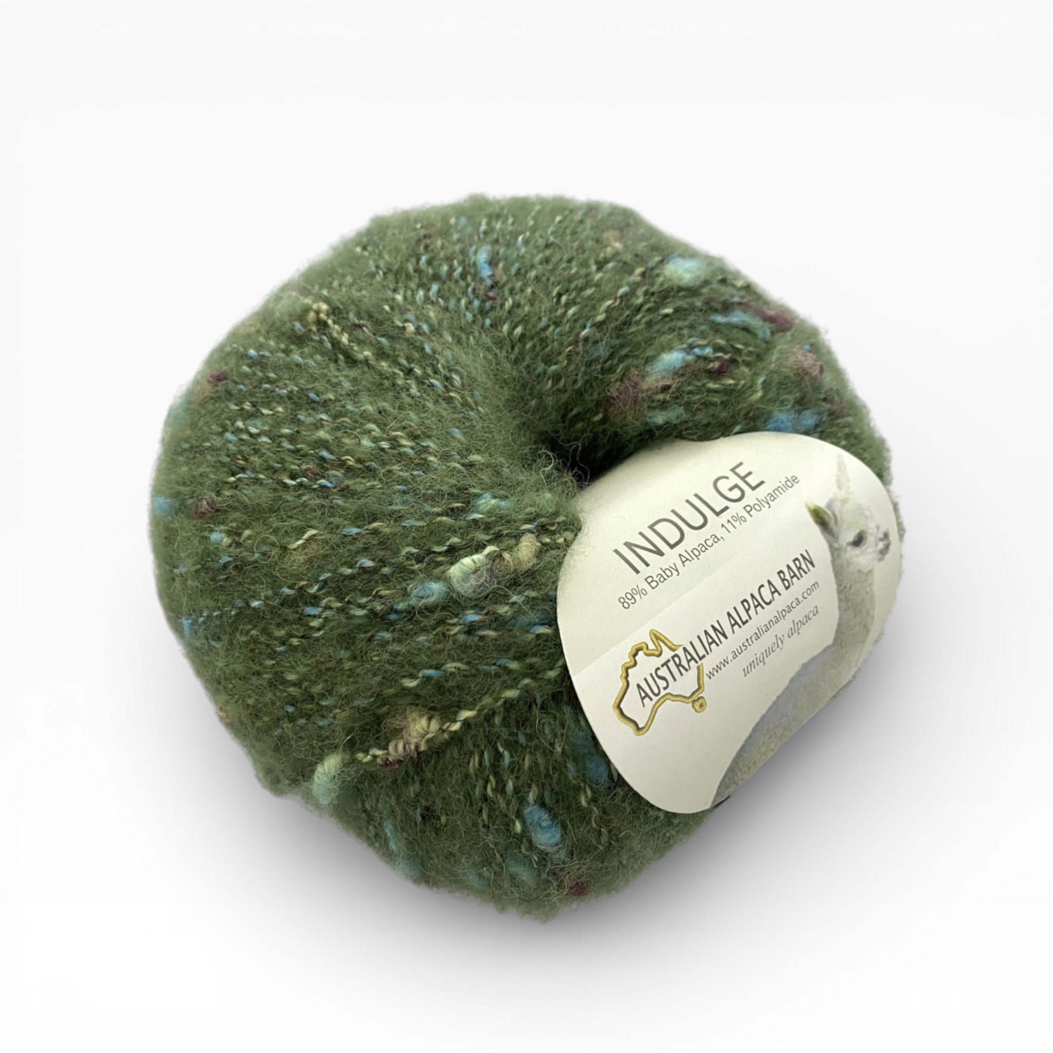Australian Alpaca Barn Indulge yarn for scarves and accessories in Moss Green