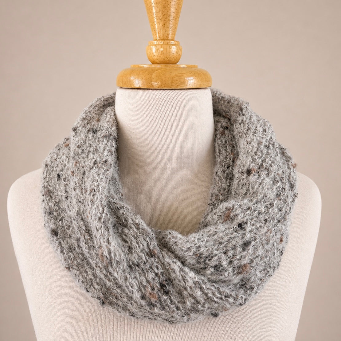 Australian Made Indulge Bouclé Alpaca Cowl in Silver White with soft boucle alpaca knit and subtle flecked texture.