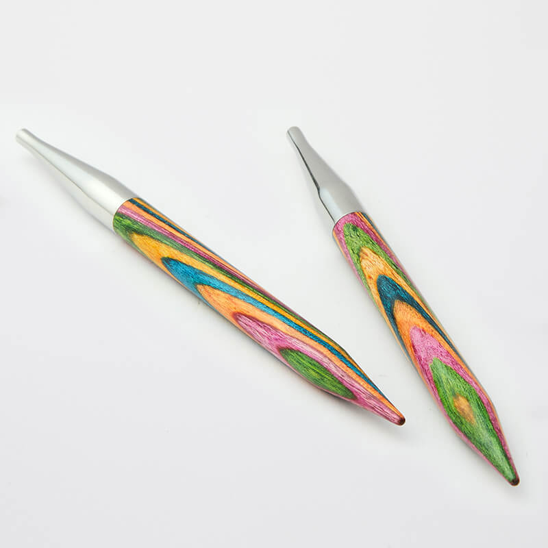 KnitPro wooden interchangeable needle tips for knitting projects.