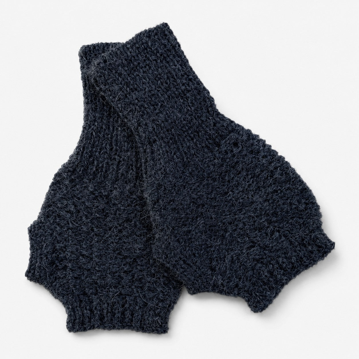 Pair of dark gray knitted fingerless gloves, perfect gift for him.