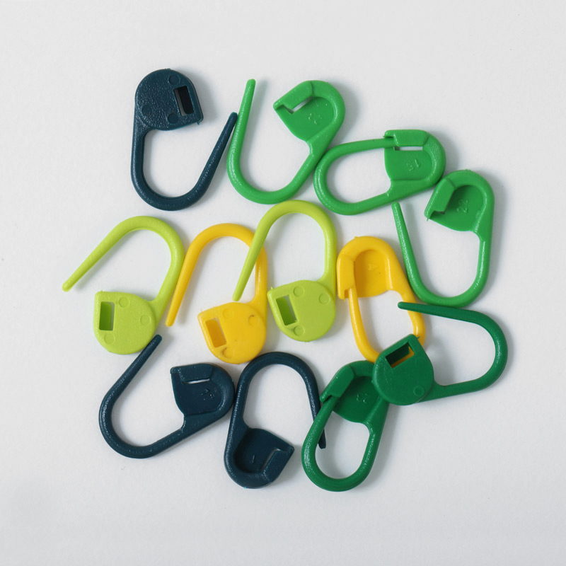 KnitPro locking stitch markers for marking stitches in knitting and crochet projects.