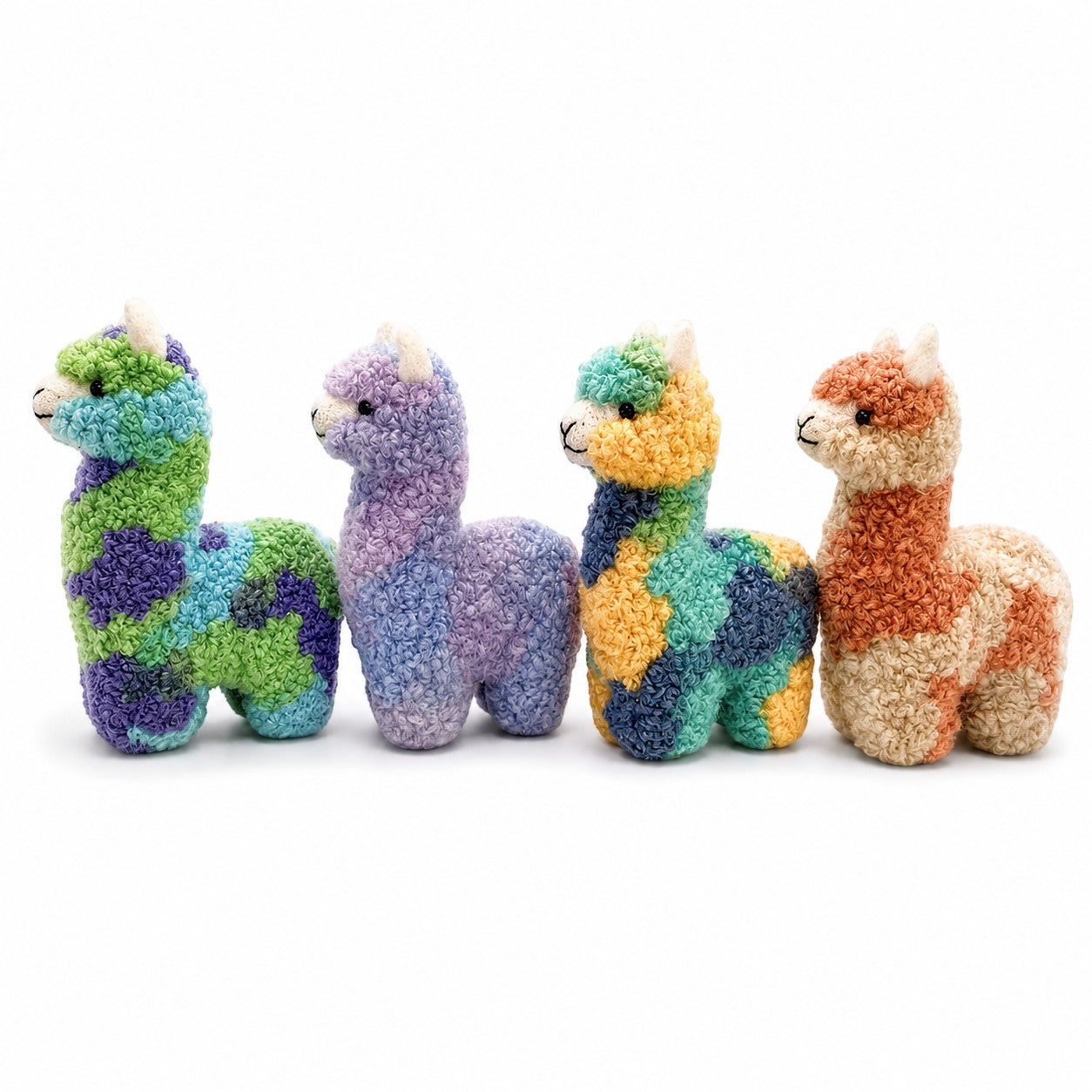 Assorted needle felted alpaca ornaments, handmade alpaca gifts soft rainbow tones.