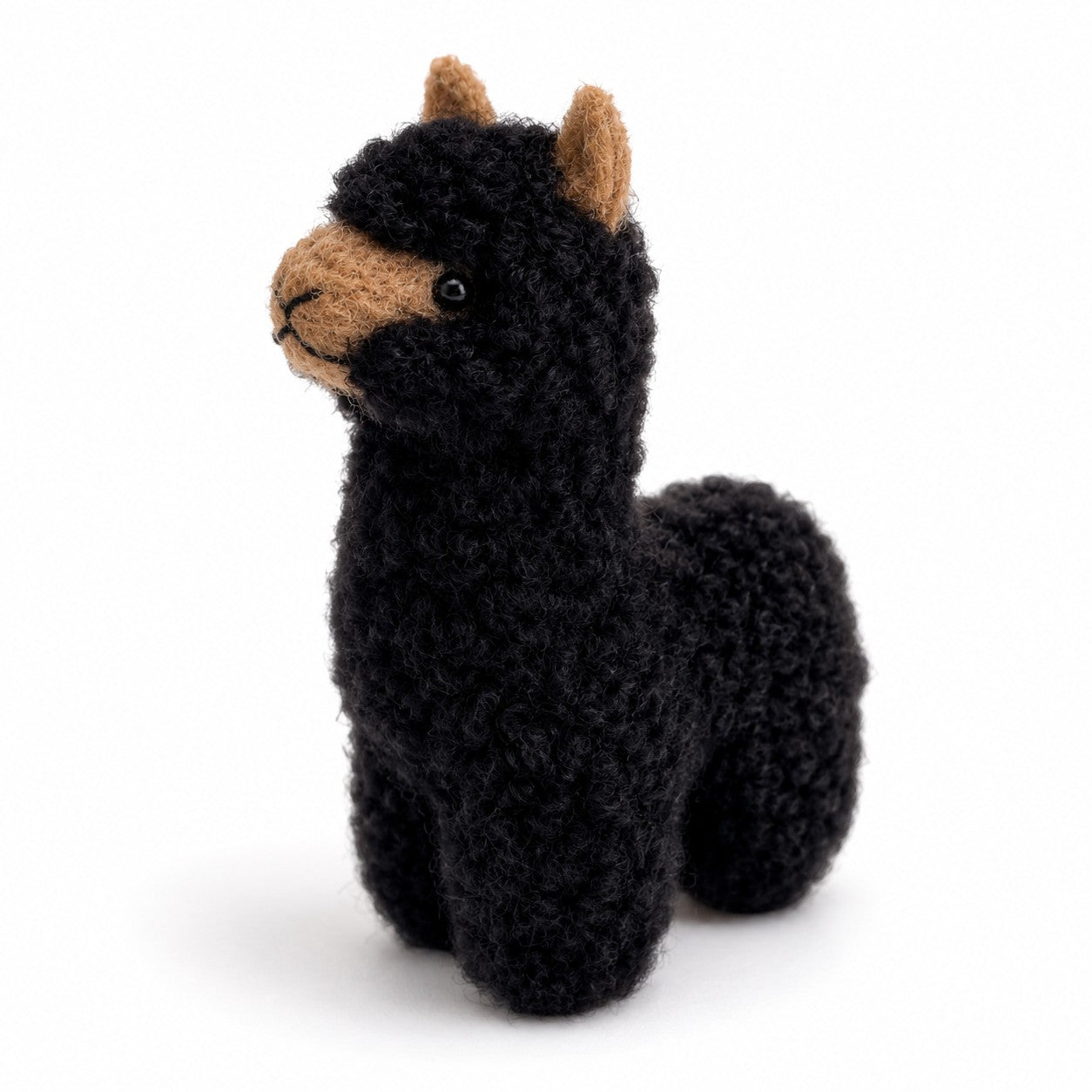 Black needle felted alpaca figure, handcrafted alpaca keepsake.