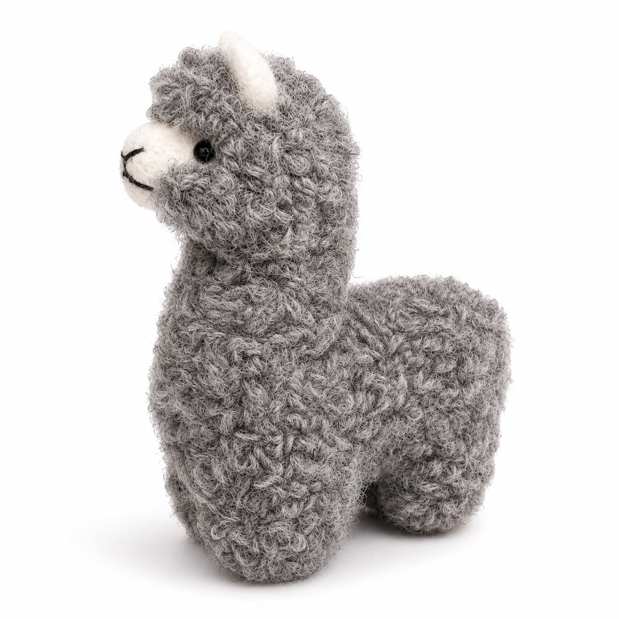 Small needle felted alpaca ornament, in grey, handmade gift for alpaca lovers.
