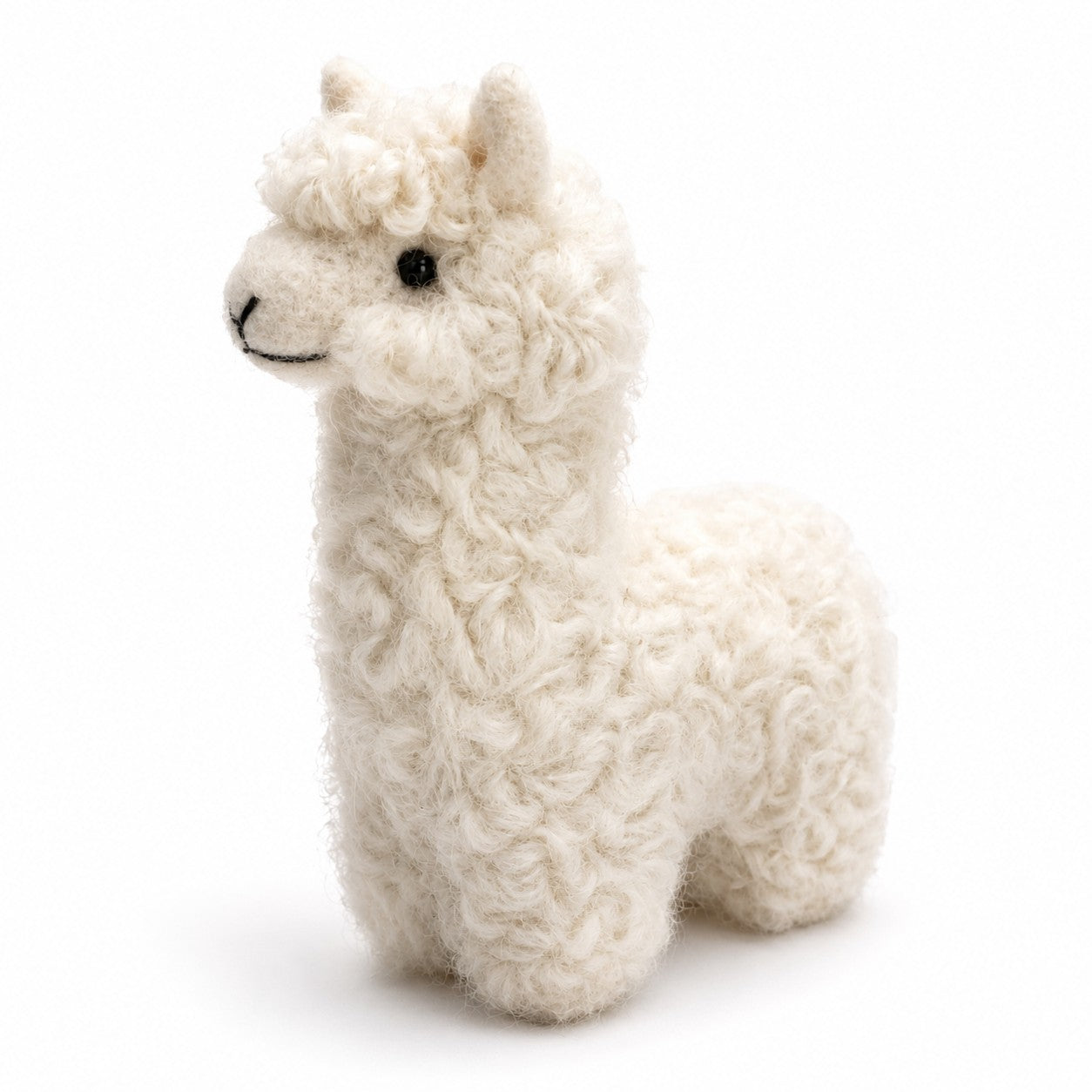 Needle felted alpaca ornament in soft cream, handmade alpaca gift.