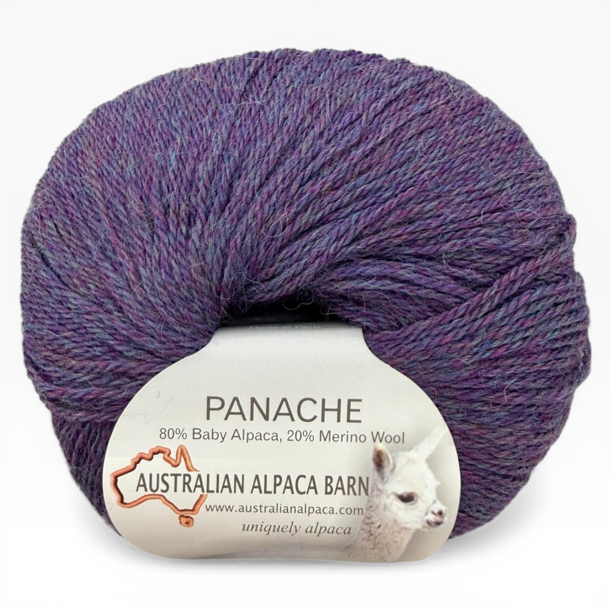 Australian Alpaca Barn Panache yarn in 4ply baby alpaca and merino blend in Amethyst.