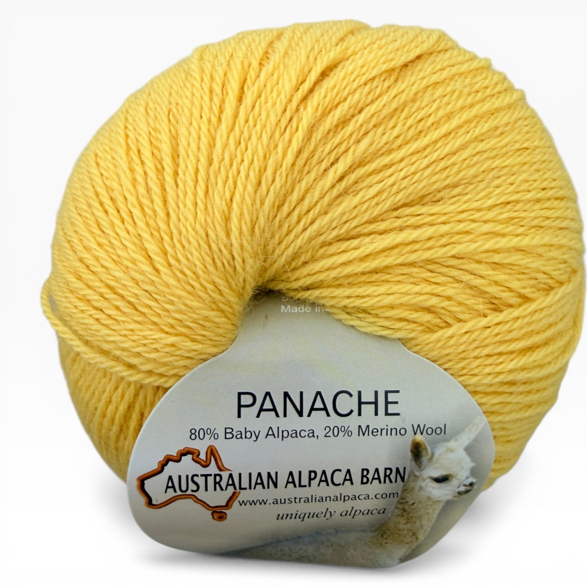 Soft 4ply yarn made with baby alpaca and merino wool in lemon