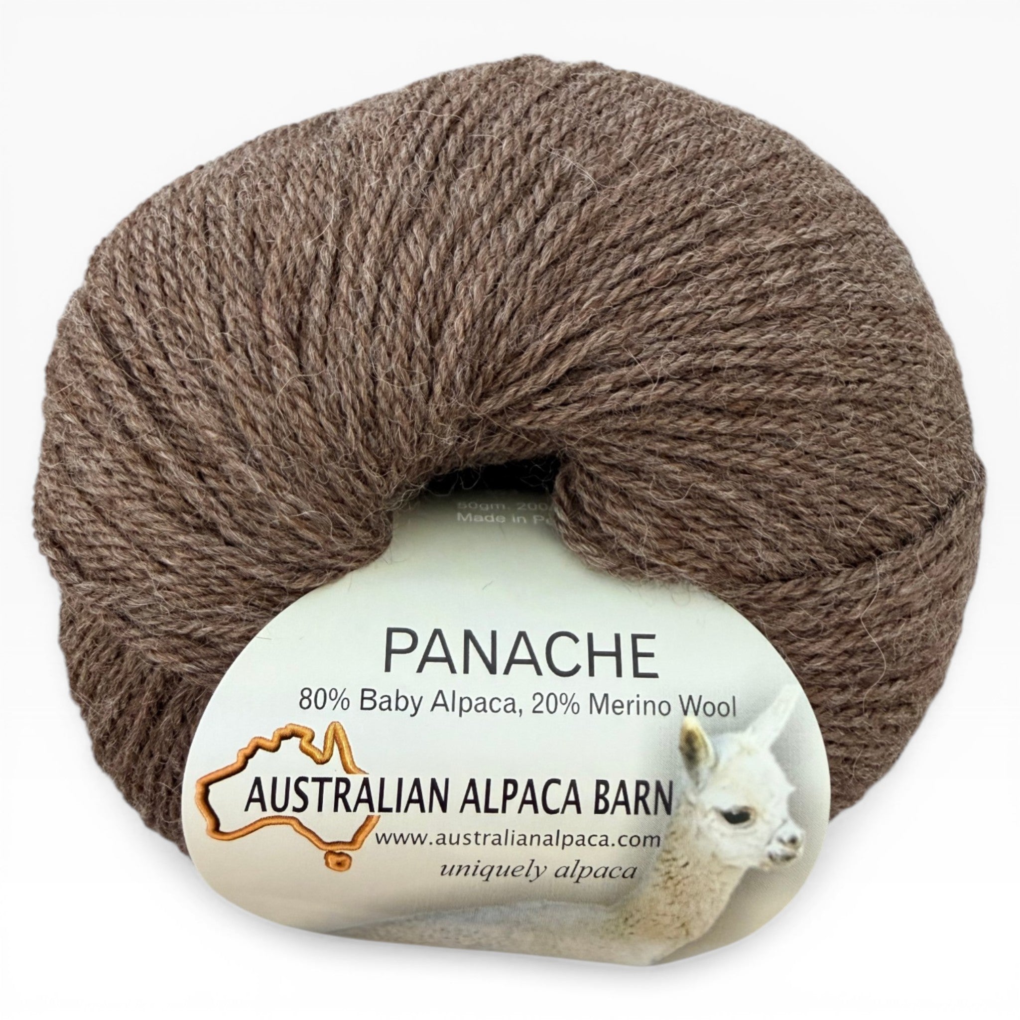 Panache 4ply baby alpaca and merino knitting yarn in brown.