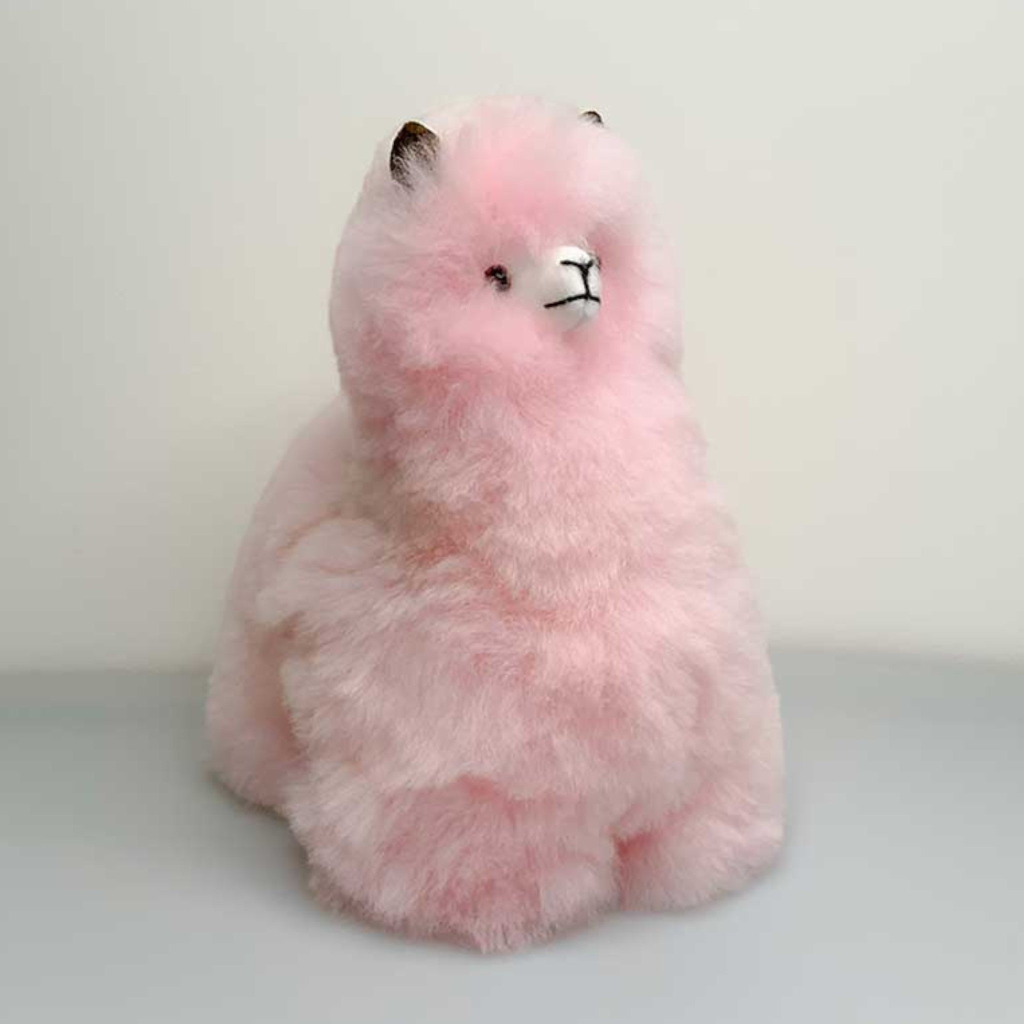 Pink alpaca fur alpaca toy, soft plush alpaca keepsake.