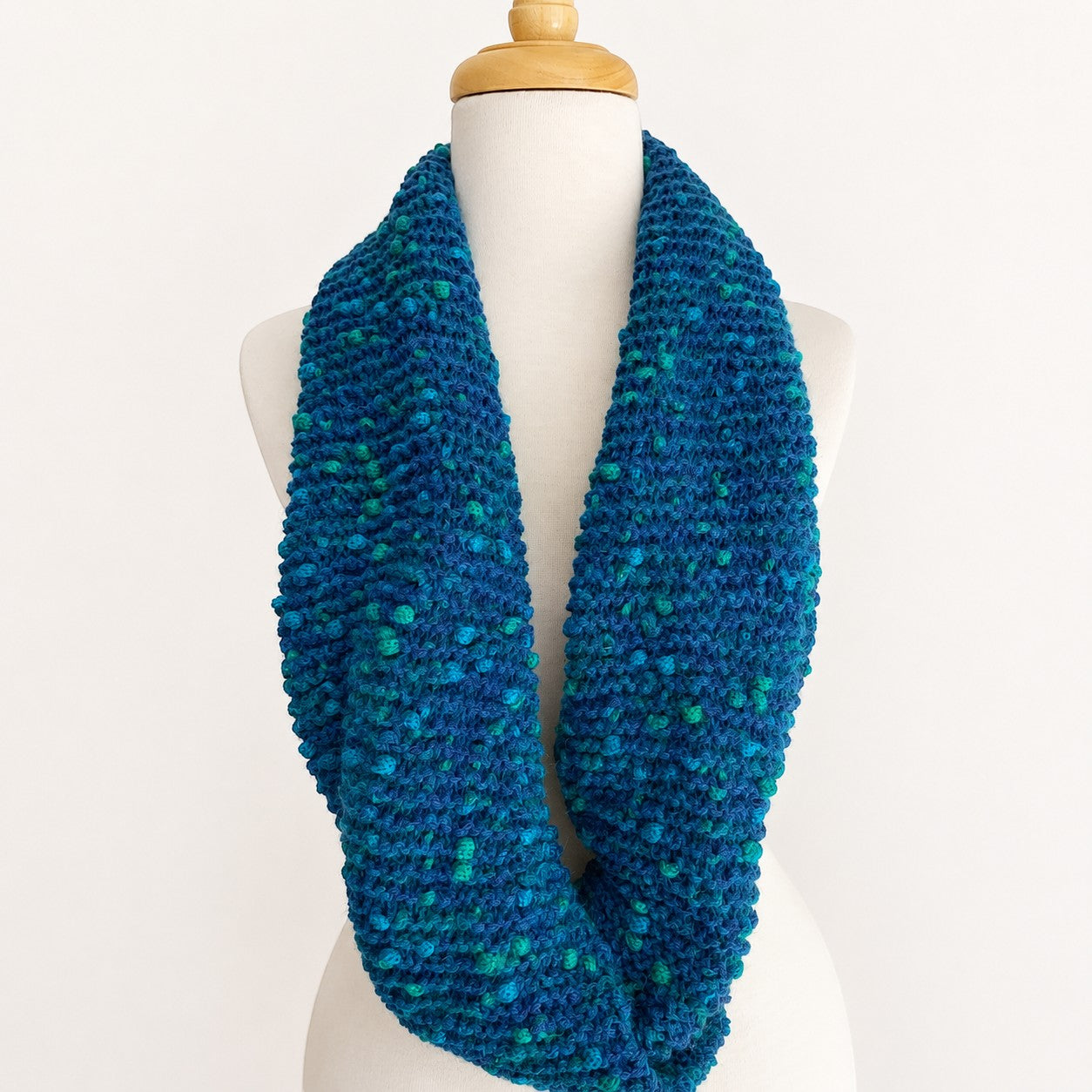 Textured blue alpaca infinity scarf handmade in Australia