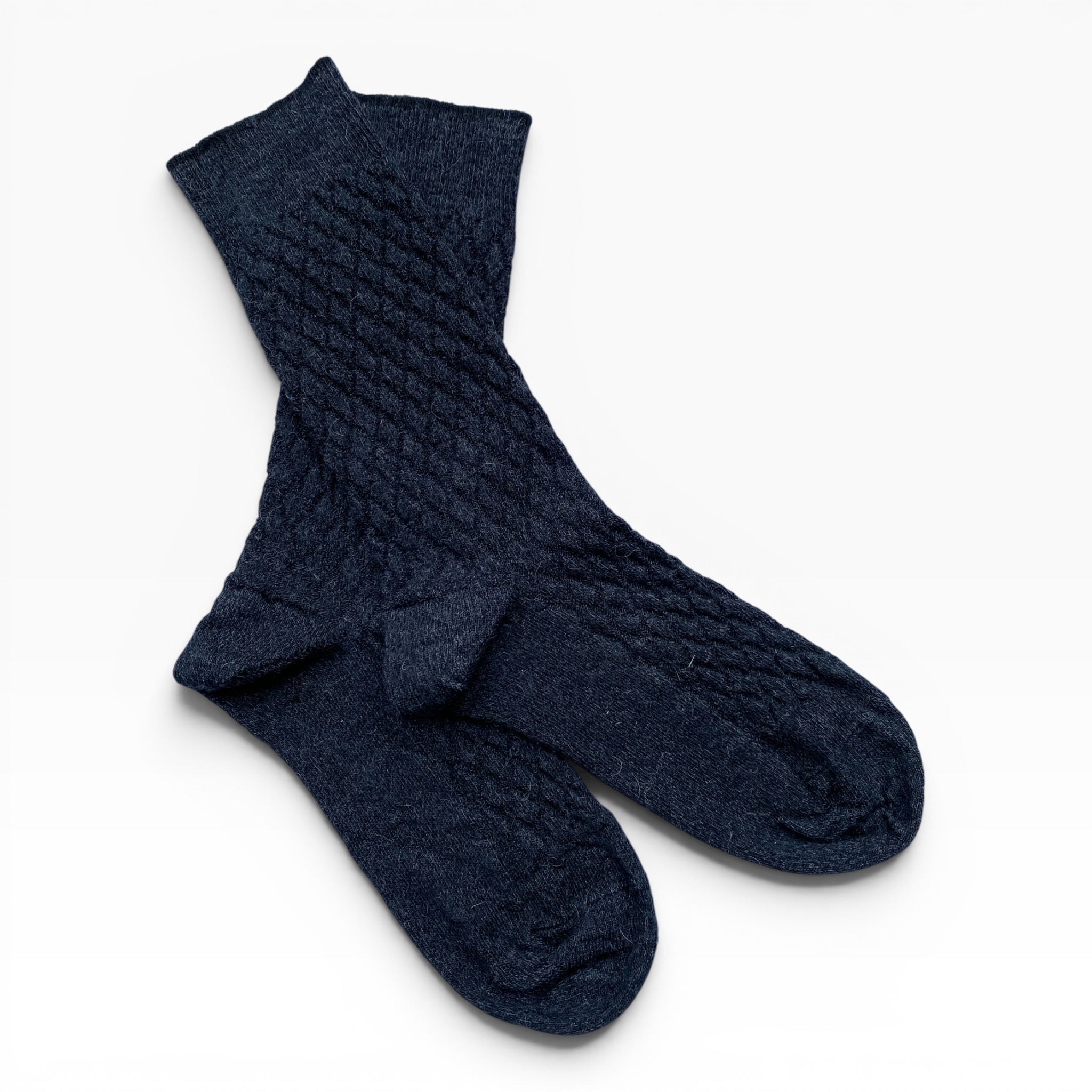 Quilted Charcoal Australian Made Humphrey Law socks with soft cushioned texture for winter warmth.
