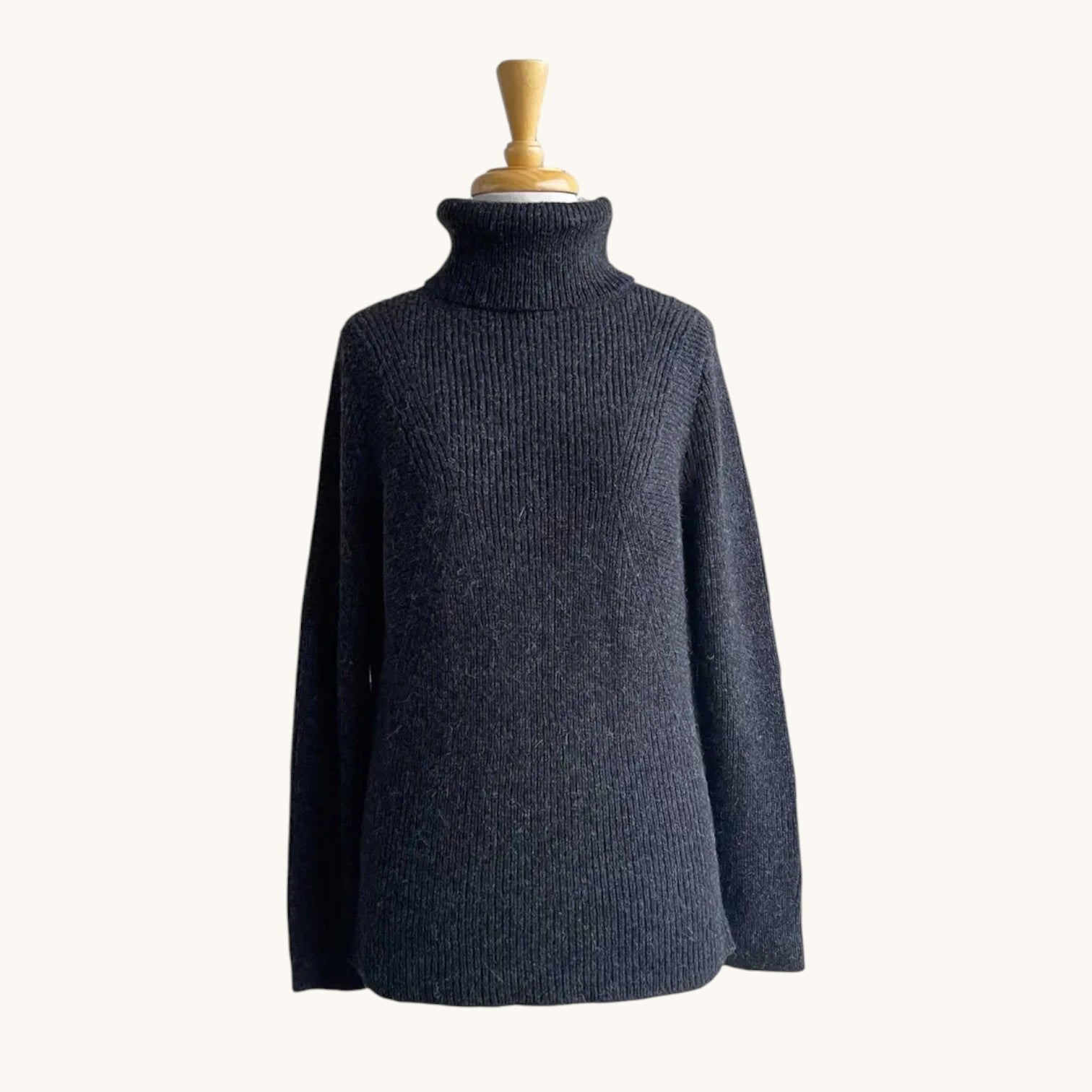 Luxury alpaca roll neck sweater with long sleeves