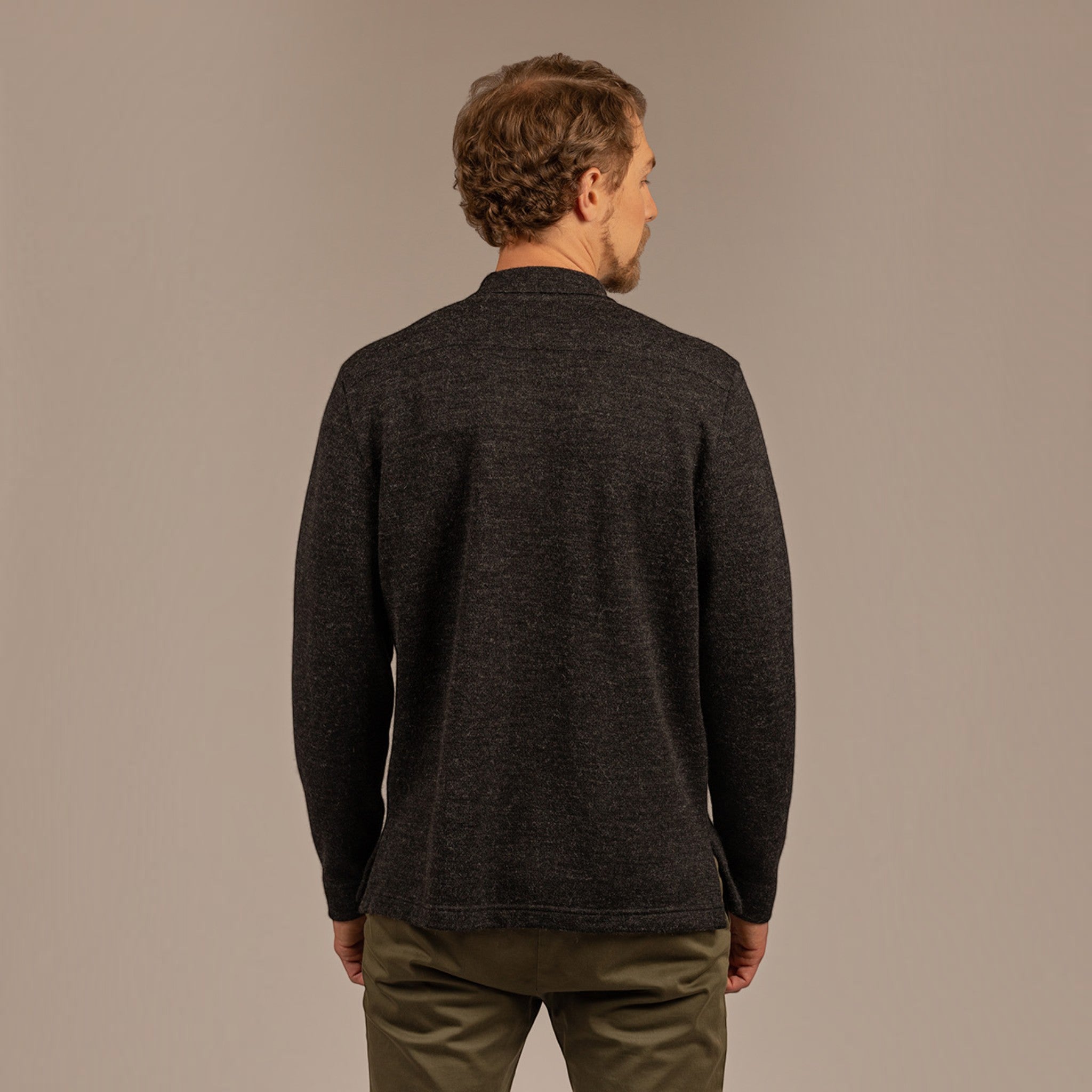 Men’s Kuna alpaca cardigan shown on model