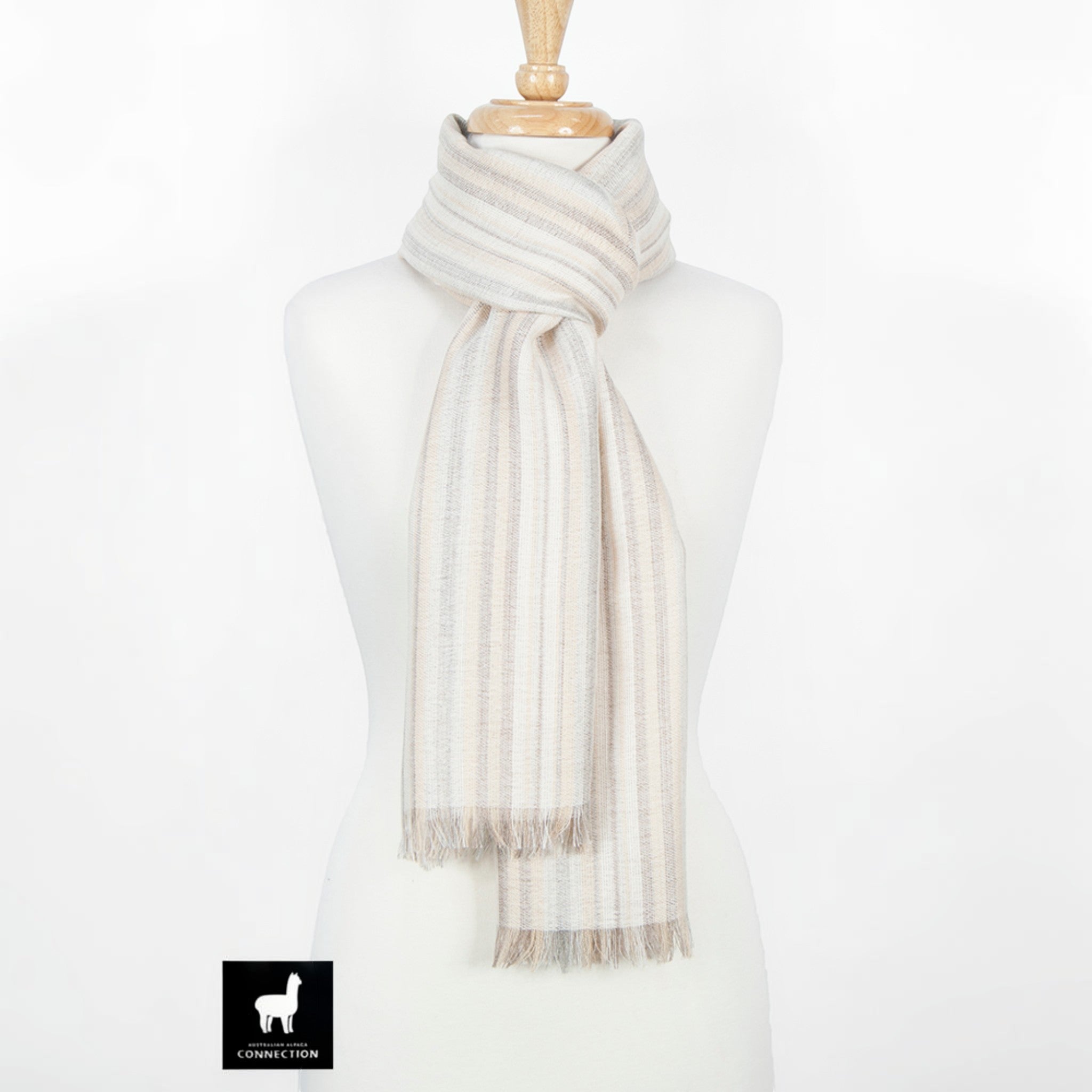 Alpaca & Silk Scarf in natural tones, perfect gift for her.