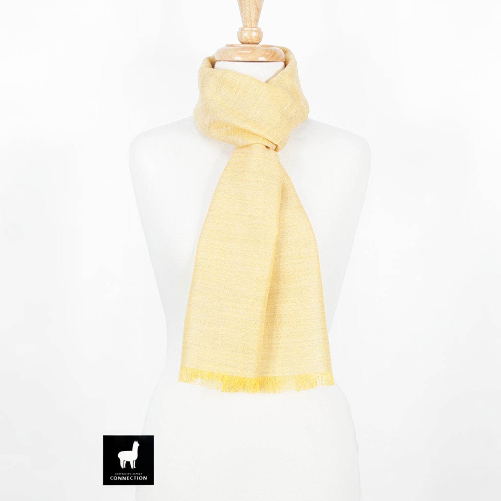 Alpaca and silk shawl in silver yellow, lightweight natural fibre accessory.