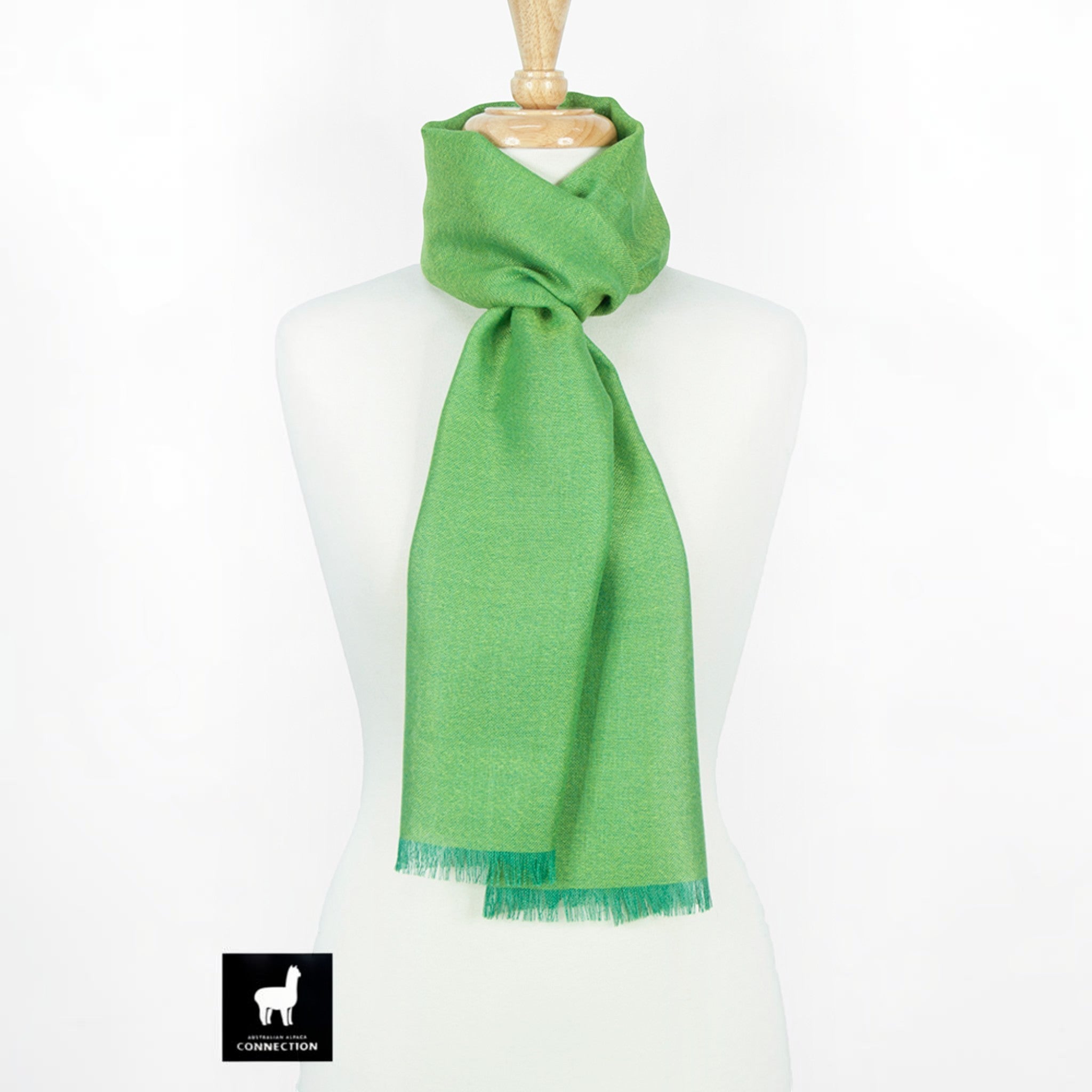 Baby alpaca silk scarf in lime green, soft elegant scarf for cool weather.
