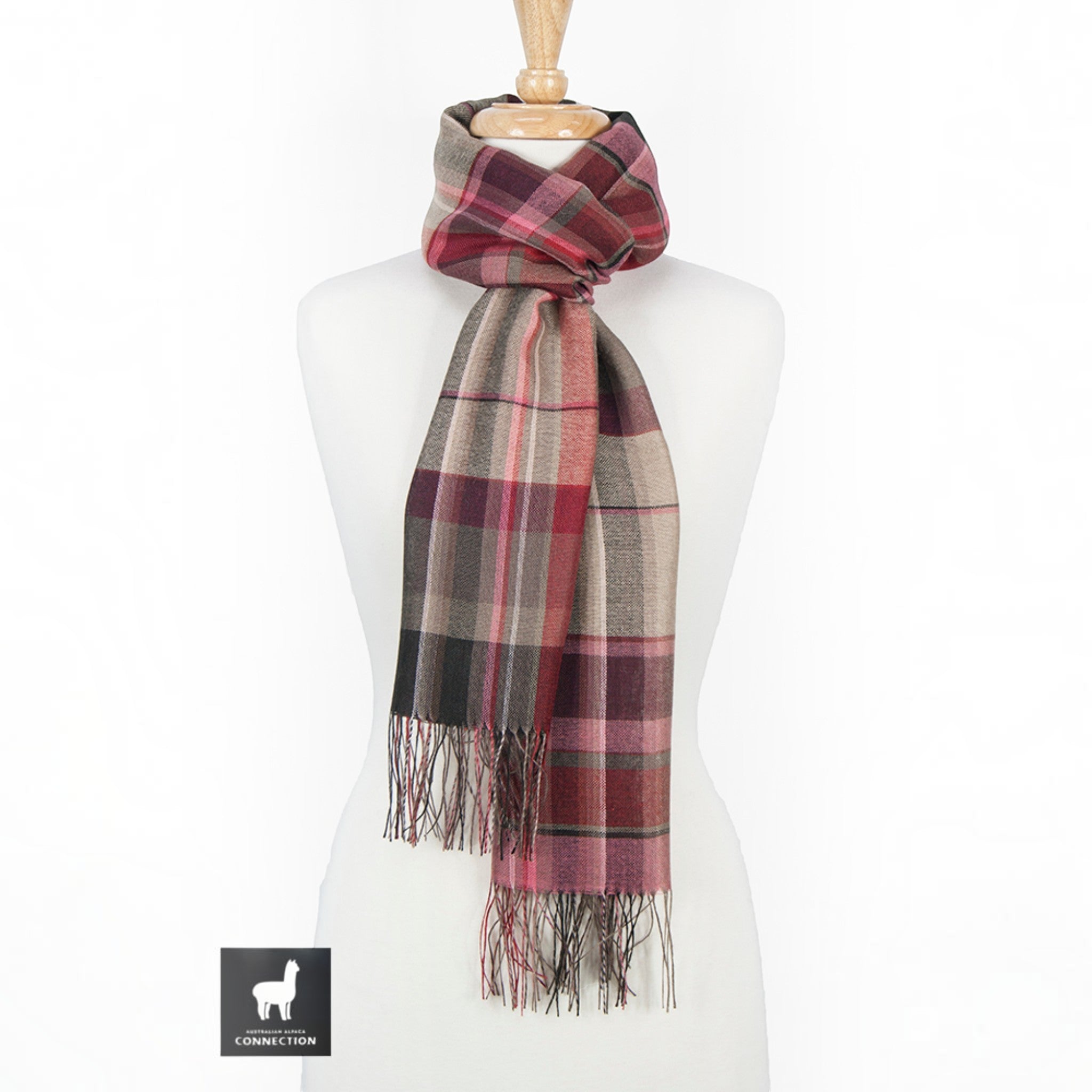 Luxurious and soft Alpaca & Silk Shawl Scarf in Red brown tones.
