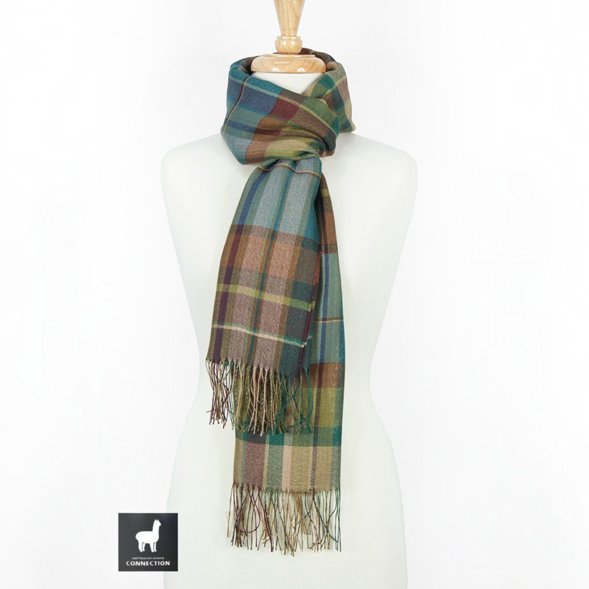 Alpaca & Silk Shawl Scarf in brown 