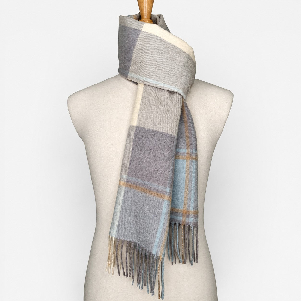 Soft Australian alpaca scarf for women and men in grey and blue tones