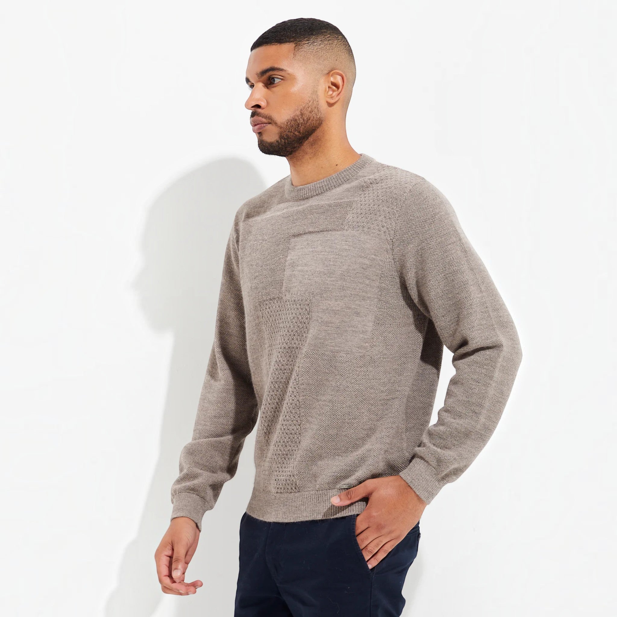 Men’s Kuna alpaca sweater shown on model
