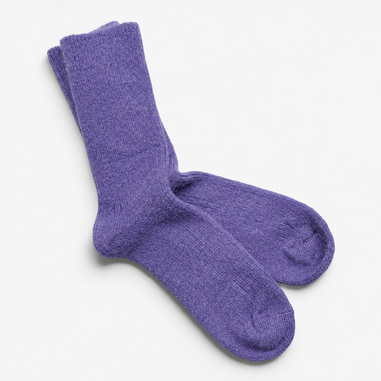 Australian-made violet alpaca comfort socks with a thick, soft and naturally fluffy finish