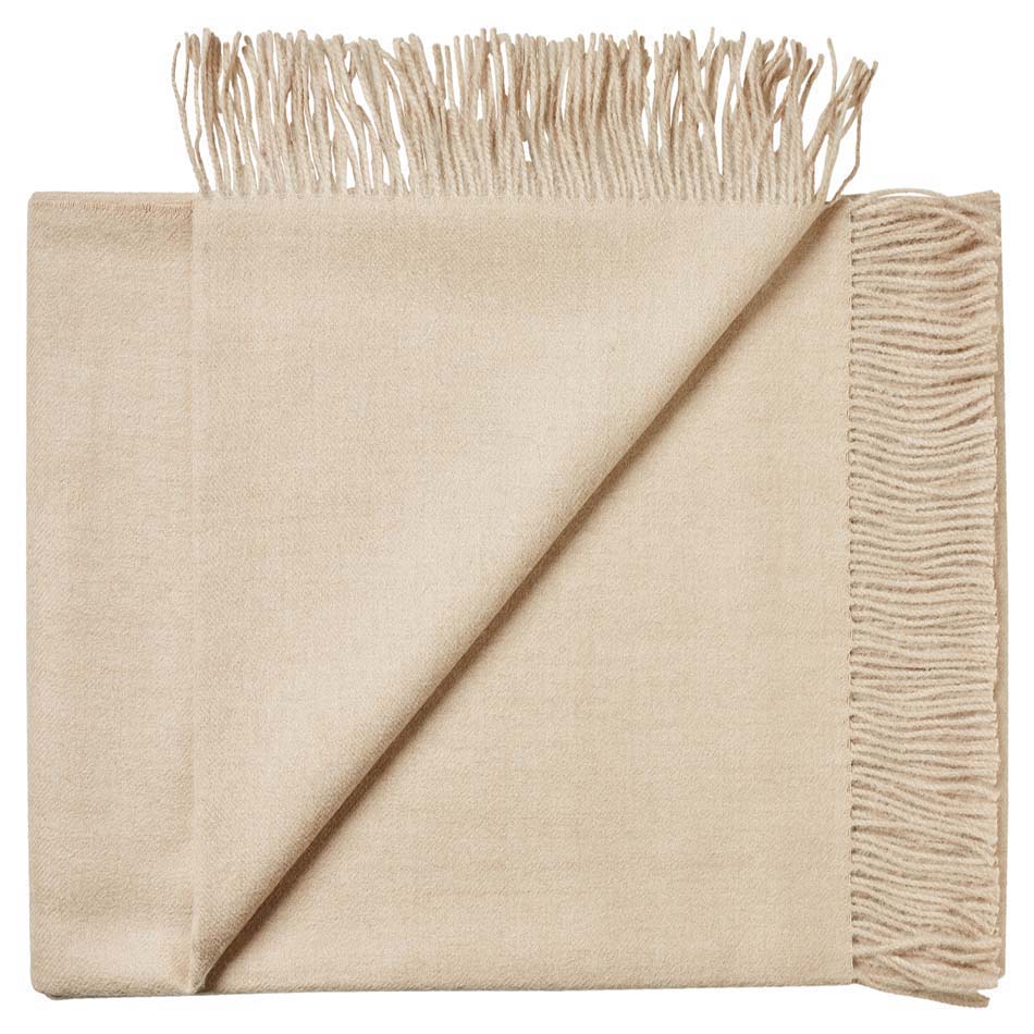Beige baby alpaca throw rug blanket as a warm winter gift