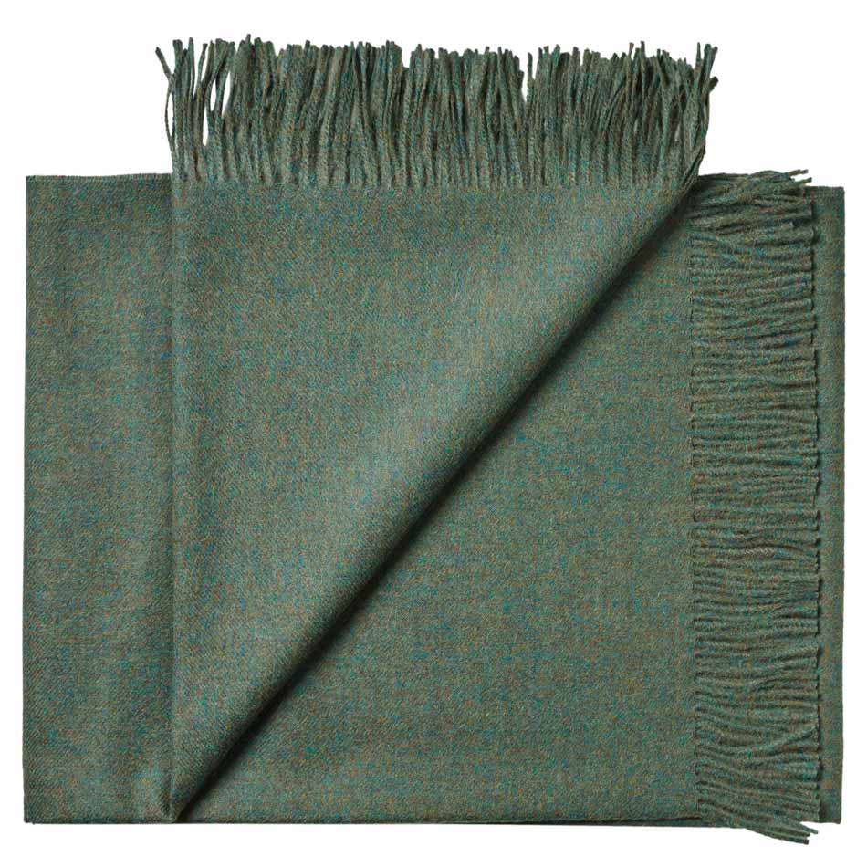 Folded Classic baby alpaca throw rug for luxury home decor in green