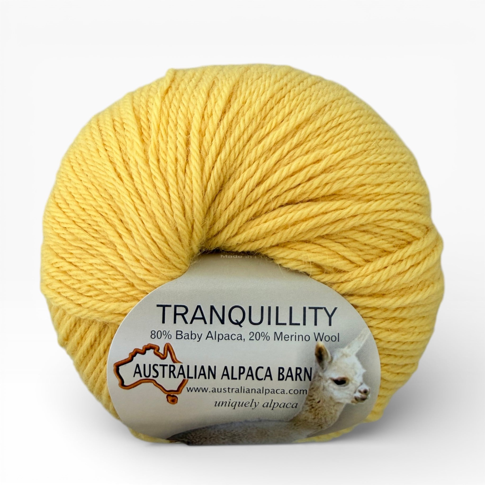 Australian Alpaca Barn Lemon Tranquillity 8 Ply yarn for knitting projects