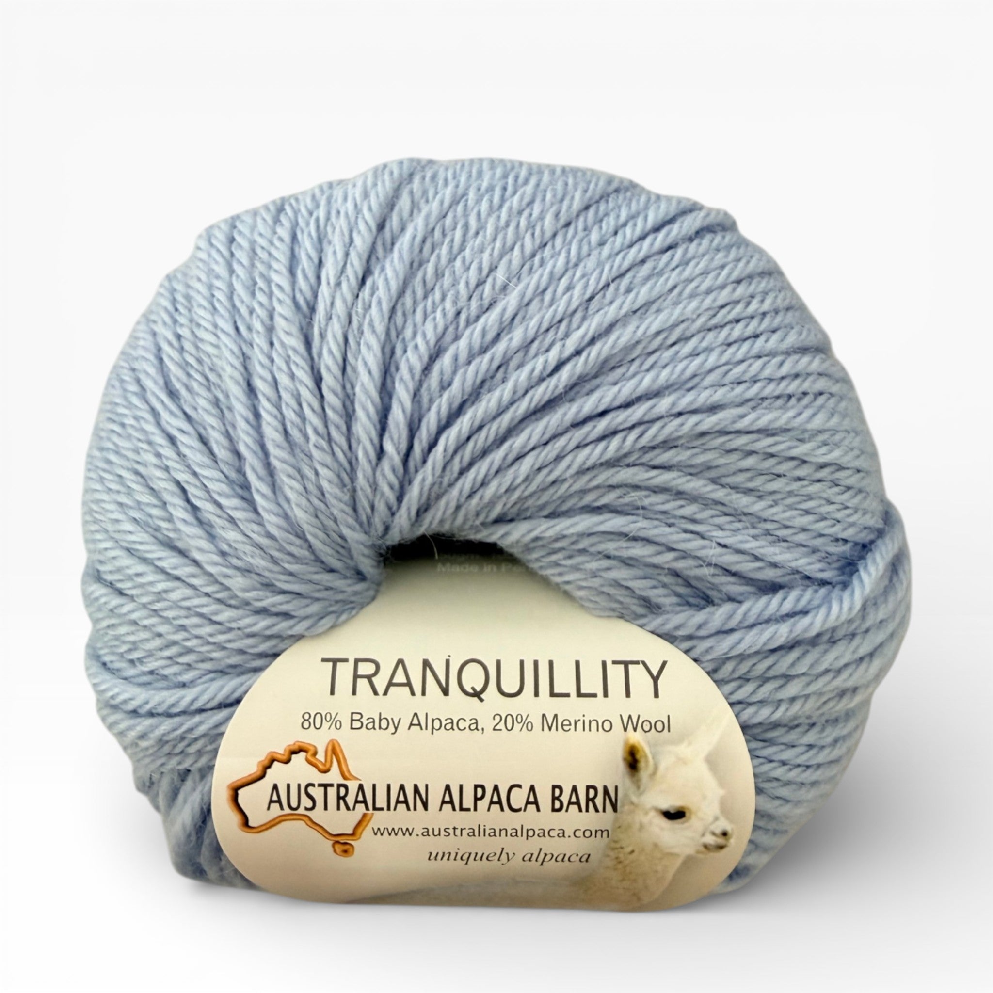 Soft alpaca merino yarn ball in calming blue Tranquillity shade