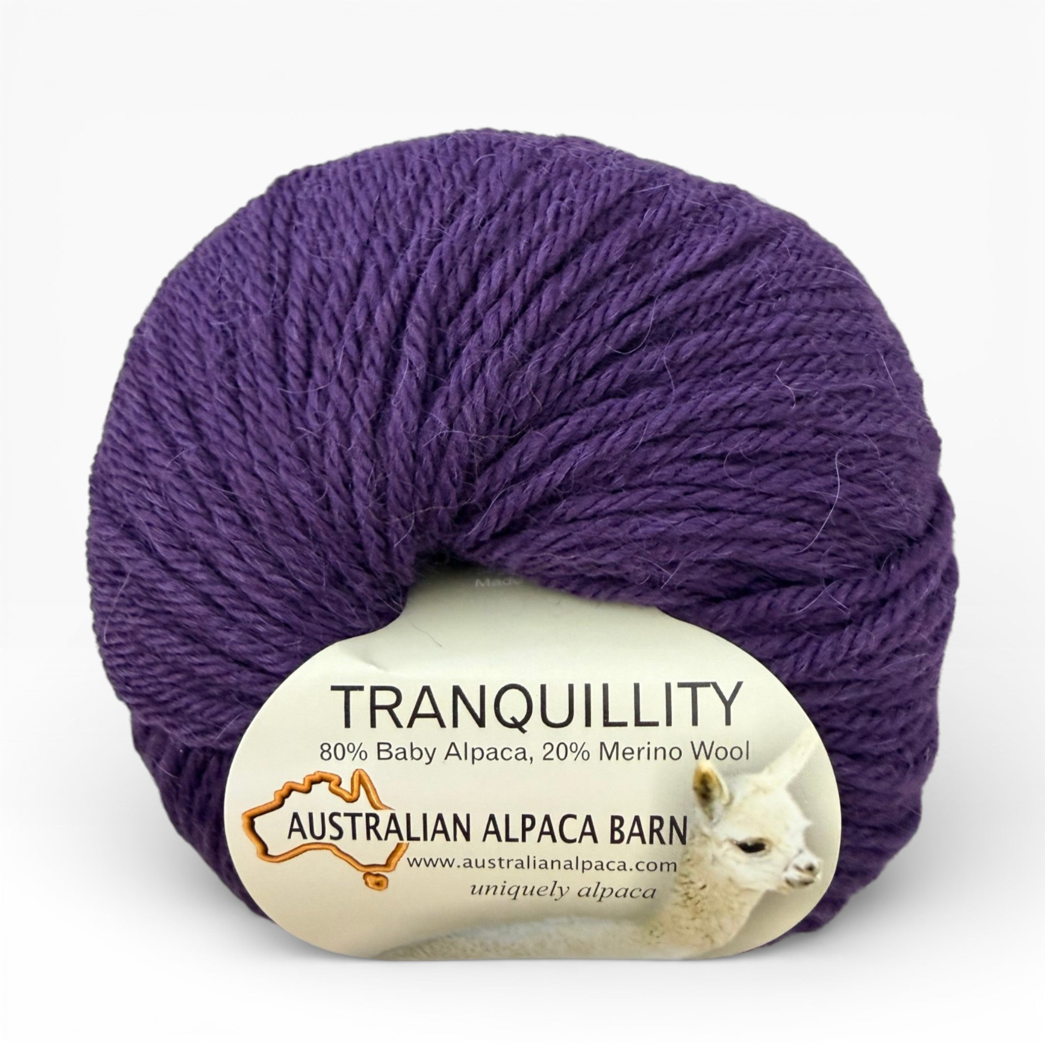 Purple 8ply alpaca and merino yarn ball