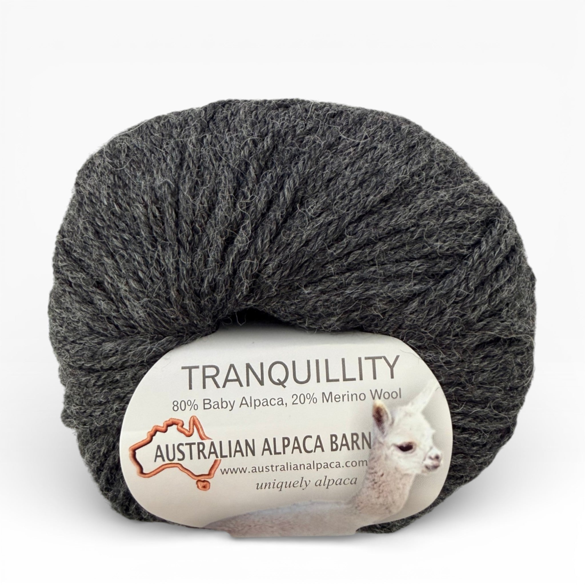 Soft 8ply alpaca merino yarn in Tranquillity colour Charcoal