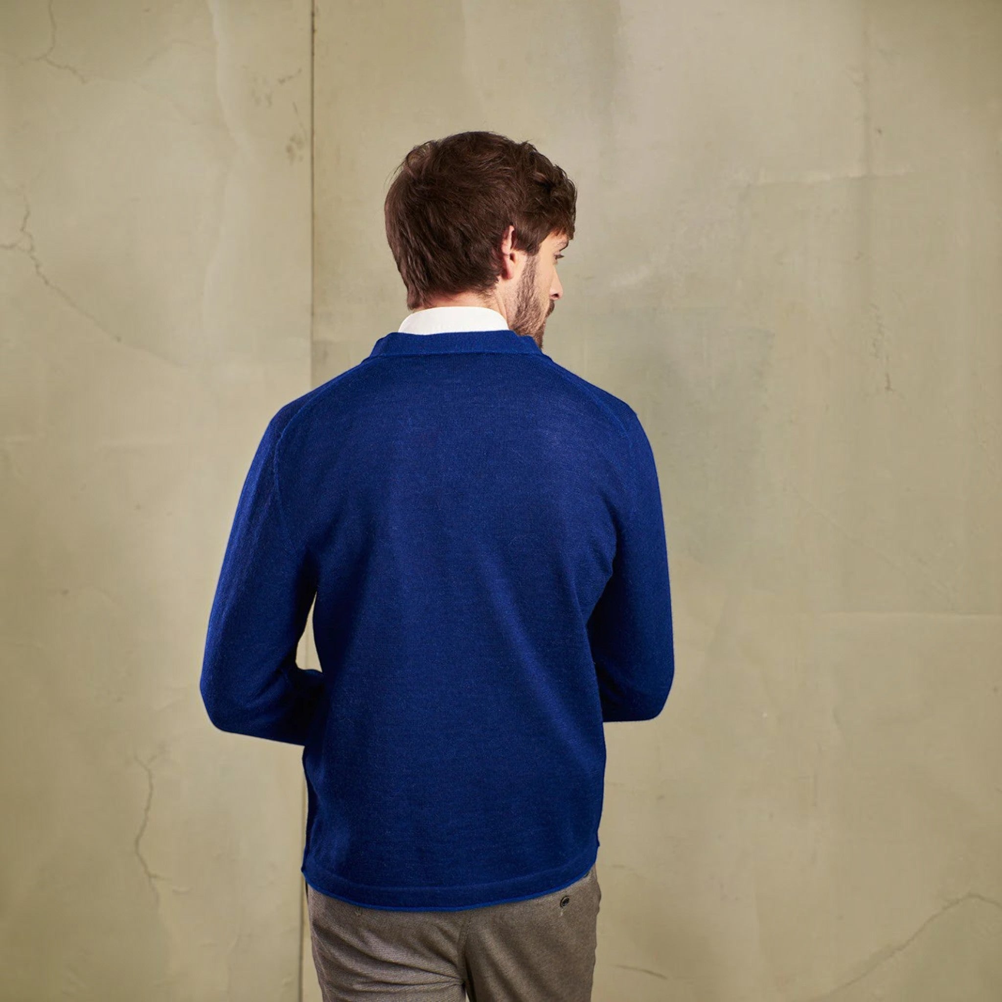 Classic men’s Kuna alpaca cardigan with front buttons