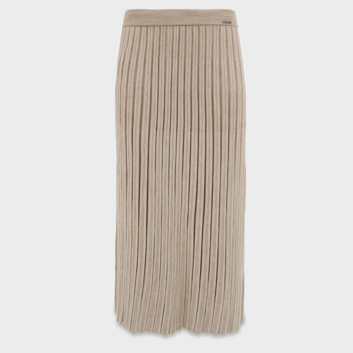 Vitae Baby Alpaca and Silk pleated knit skirt in beige