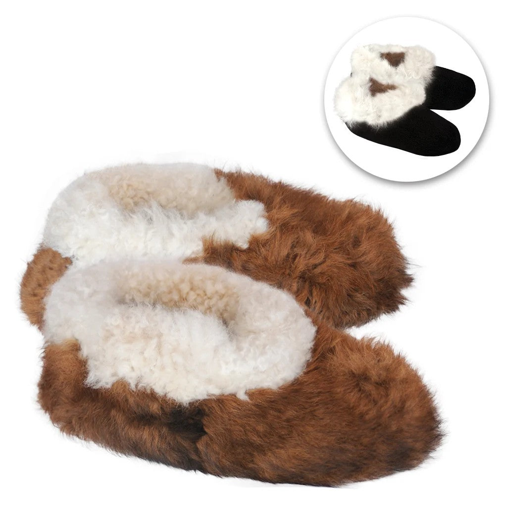 Reversible Alpaca Slippers showing both sides